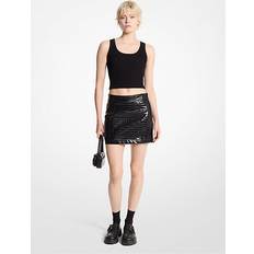 Embossed Mini Skirt - Black