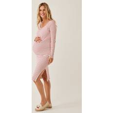 Midikjoler - Stribede Boob Signe midi Kjole, Stripe White/Red