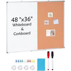 Sølv Opslagstavler VEVOR Whiteboard Cork Board Combo 48 x 36