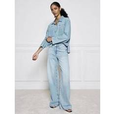 Long Jeans River Island Womens Light Blue Mid Soft Wide Leg Jeans 10L