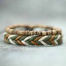 Shein Pcs/Set Boho Hand Braided Rope Bracelet Antique Wood Stone Beads Braclet For Men Armband Brazalete Pulserira