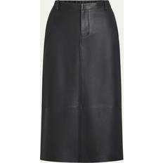 Asymmetrical Skirts Vince Leather Midi Skirt Black