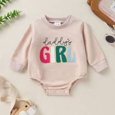 Polyester Bodysuits Children's Clothing Shein Baby Girl Sweet Elegant Breathable Tie Dye Letter Embroidery Bodysuit Suitable For Casual Daily Holiday Party