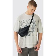 boohooMAN Mens Cord Cross Body Sling Bag In Black One Size
