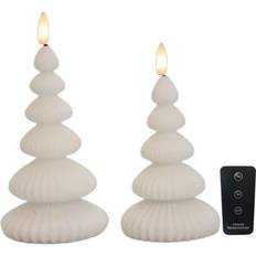 Led lampor ljusstake Cozzy Grooved White LED-ljus 15cm 2st