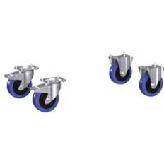 eurokraft pro 2 swivel castors with double stops, 2 fixed castors, 2 swivel castors with double stops, 2 fixed castors, fully elastic solid rubber Ø 160 mm