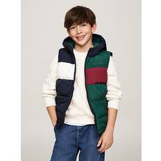 Tommy Hilfiger Herre Veste Tommy Hilfiger Colour-Blocked Ripstop Hooded Padded Vest ORNAMENTAL GREEN ROUGE BLUE