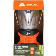 Ozark Trail Camping Lights Ozark Trail 1500 lumens led hybrid power lantern rechargeable battery&power cord Black