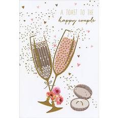 Beige Cards & Invitations Sara Miller Pictura champagne toast and ring engagement congratulations