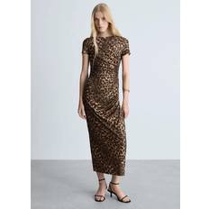 Mango Dresses Mango Ruffled Details Leopard Dress - Brown