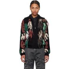 Rainbow Intarsia Zip-Up Cardigan - Black