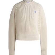 Dame Sweatere HUGO Relaxed-fit sweater with Happy smiley patch
