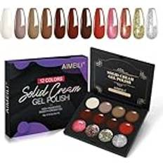 AIMEILI Solid Gel Nail Polish 12 Nail Gel Solid Cream Gel