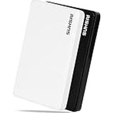 SUHSAI Bärbar extern hårddisk 1 TB, 2,5 tum extern Hdd, lagring och backup-enhet, USB 2.0 dataöverföringsenhet med hög hastighet kompatibel med Mac, PC, bärbar dator, stationär dator, Chromebook vit