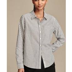 Gray - Women Shirts Lucky Brand The Boyfriend Stripe Button-Up Shirt