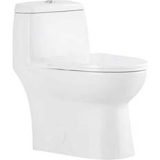 Toilets OVE Decors Jade 1-Piece Toilet 1.06/1.59 GPF Dual Flush Elongated Toilet in White with Seat Included