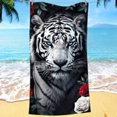 Fiber Handdukar Shein Animal Tiger Print Towel, Ultra-Fine Fiber Quick Handduk Vit, Svart