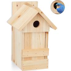 Ornement de jardin Ornements de jardin Relaxdays Nichoir À Oiseaux En Bois 25 x 16 x 14 cm