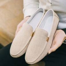 Shein Breathable Canvas Loafers Men Casual Shoes Korean Style Trendy Slip-On Slouchy Shoes For Men