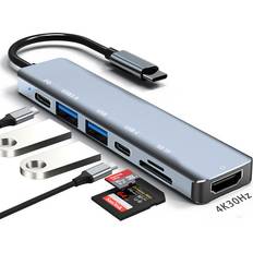 Aihontai 7 In 1 Docking Station USB Extender Suitable For Macbooktype C 7 In Of Apple Huawei Computers