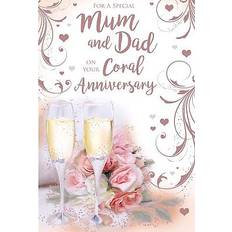 Kingfisher For a special mum & dad on your 35th coral anniversary rose design greeting card