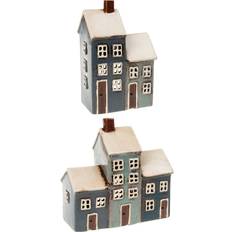 Blue Candle Holders Shudehill Giftware Village pottery glazed ceramic grey/navy Candle Holder