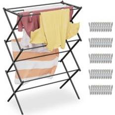 Iron Drying Racks Relaxdays collapsible clothes dryer, with 11 rails on 6 tiers, tower drying rack, metal drying tower, black