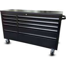 SGS 55" black powder coated steel 10 drawer work bench tool box chest roller cabinet