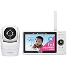 VM901-1W WLAN babymonitor med kamera, intelligent babyfone med 5-tums HD-skärm, 1080p babymonitor med lutning/svängkamera och app, 120 vidvinkelvy, fungerar med iOS, Android