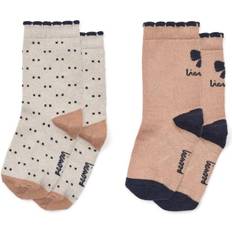 Pink Strømper Liewood Strømper 2-pak Azenore Bow Tuscany Rose/Double Dot Strømper
