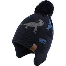 XS Beanies Gioco Kids Winter Pompom Hat Scarf Set - Dinosaur Navy