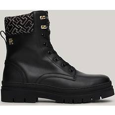 Tommy Hilfiger Enkellaarzen Tommy Hilfiger Veterboot Van Leer Mix Mono - Zwart