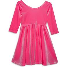 Worthy Threads Girls Twirly Dress - Pink Candy Stretch Velvet