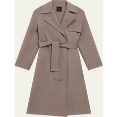 Natural - Woman Outerwear Theory Wool & Cashmere Long Wrap Trench Coat