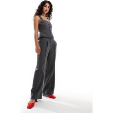 Abercrombie & Fitch Grey Trousers Abercrombie & Fitch Co-Ord High Rise Ultra Wide Leg Trouser Grey Pinstripe
