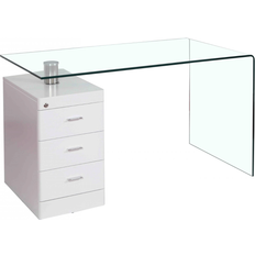 Glasses - Rectangular Writing Desks Heartlands Cheshire Elegance White Gloss Tempered Top Writing Desk