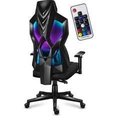 Gaming stol led Huzaro Combat 6.2 Black RGB LED Beleuchtung Gaming Stuhl Schreibtischstuhl 140 kg belastbar Verstellbare Rückenlehne Armlehnen Sitzhöhe Schwarz