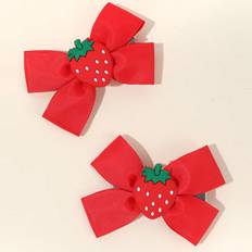 Red Hair Accessories Shein pcs Red Hair Bow Clips For Toddlers Cute Strawberry Accessories Plain Color Hairpins Alligator Clips
