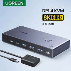 Ugreen dp 1.4 switch 8k 60hz kvm switch 2 pcs sharing display printer keyboard Dp1.4 Kvm Switch