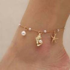 Shein 1pc Resort Ocean Beach Style Imitation Pearl Conch Starfish Women's Anklet, Suitable For Everyday Life, Gifts, Fashion Accessories