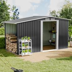 Steel Shed with Firewood Storage