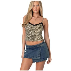 Leopard - Women Tank Tops Edikted Leopard Lace Trim Tank Top