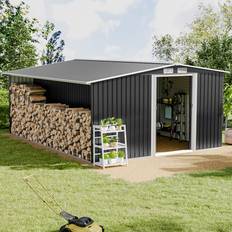LivingAndHome Steel Shed with Firewood Storage (Building Area )