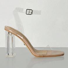 Transparent Heeled Sandals Shein Fashion Clear Sandals For Women Clear Chunky Heeled Ankle Strap Sandals Back To School Shoes College Student Shoes Halloween Christmas