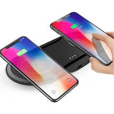 Chronus Wireless Charger, 2 in 1 Wireless Charging Station, Wireless Charging Pad for iPhone,Google Pixel, Samsung,（black）