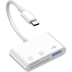 Sd Card Reader For Type-C,3-In-1 Card Slot Memory Card Reader Supports SD And TF Card Trail Camera Viewer Sd Card Adapter Portable Micro Sd Card Reade