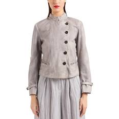 Emporio Armani Beige Outerwear Emporio Armani Leather Asymmetrical Button Jacket