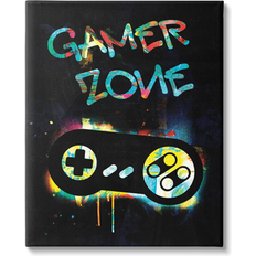 Wall Decorations Zone Vintage Controller Neon Paint Splatter Framed Art