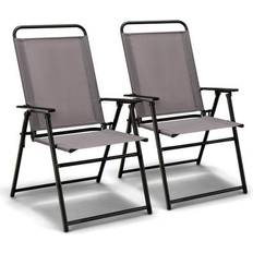 Metal Patio Chairs Costway Set of 2 Folding Sling