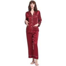 LilySilk Women's Momme Chic Trimmed Pajama Set Claret XSmall